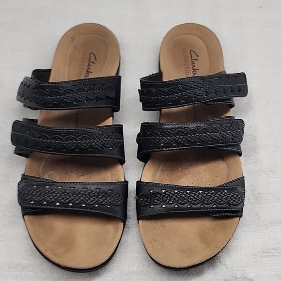 CLARKS COLLECTION LAURIEANN COVE BLACK LEATHER IMPORTED FROM MEXICO LADIES 9 GUC - Picture 2 of 16